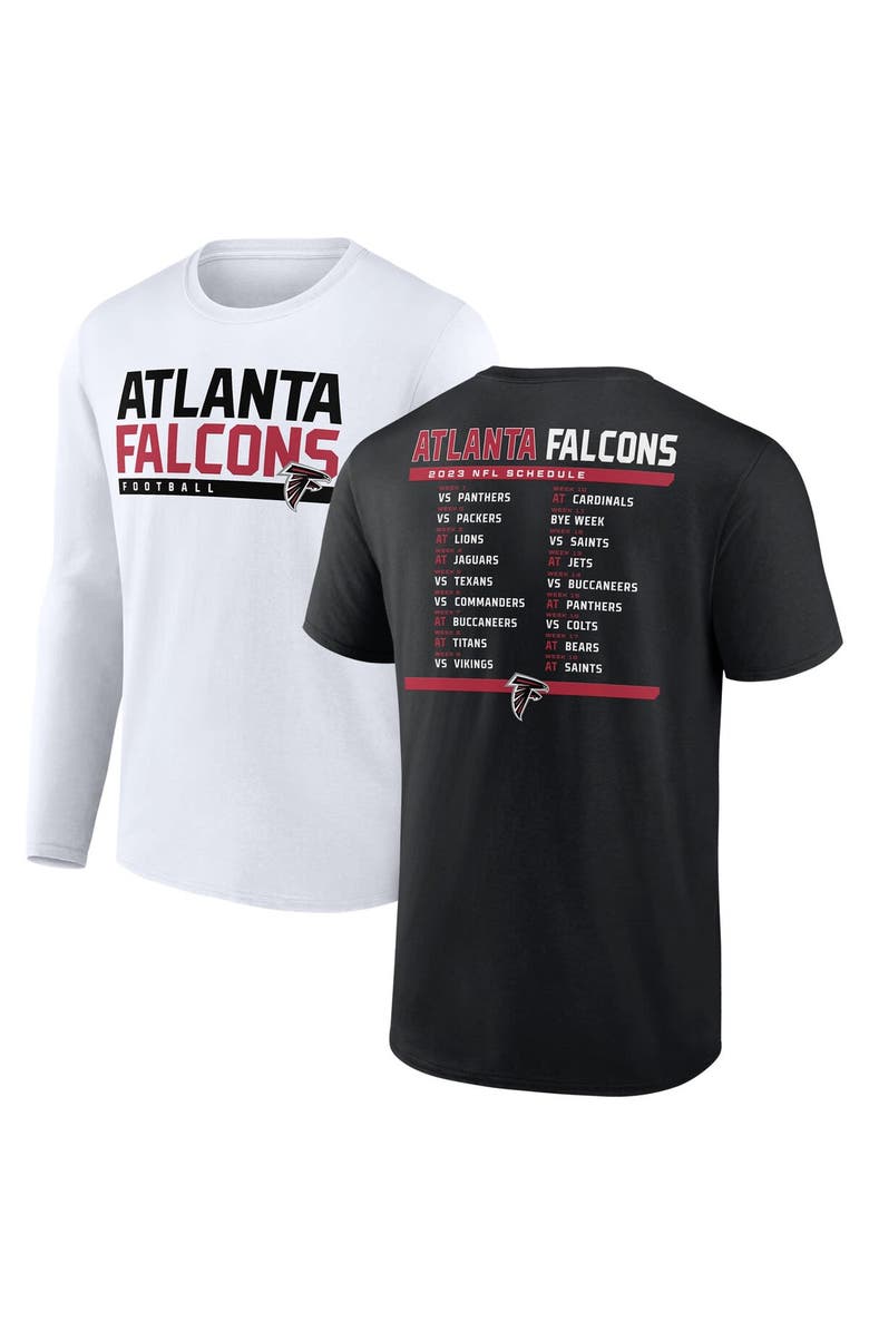 FANATICS Men's Fanatics Branded Black/White Atlanta Falcons Two-Pack 2023 Schedule T-Shirt Combo Set, Main, color,