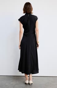 MANGO Gathered Mock Neck Midi Dress
