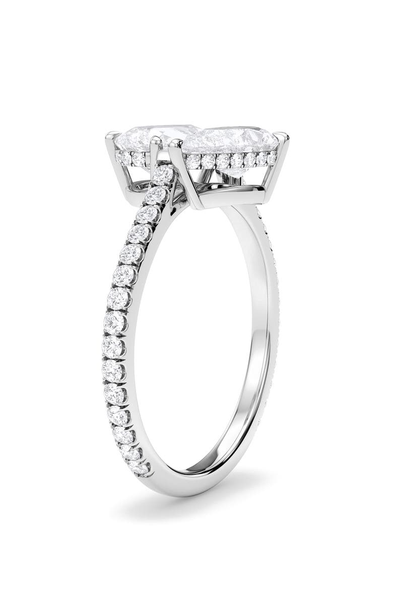 HauteCarat Twin Pear Cut Pavé Lab Grown Diamond Ring, Alternate, color, 18K White Gold