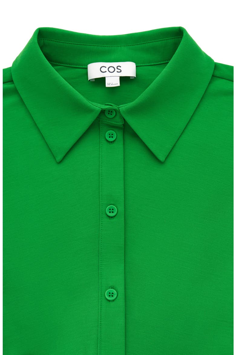 Side Ruched Stretch Cotton Blend Shirtdress, Alternate, color, GREEN BRIGHT