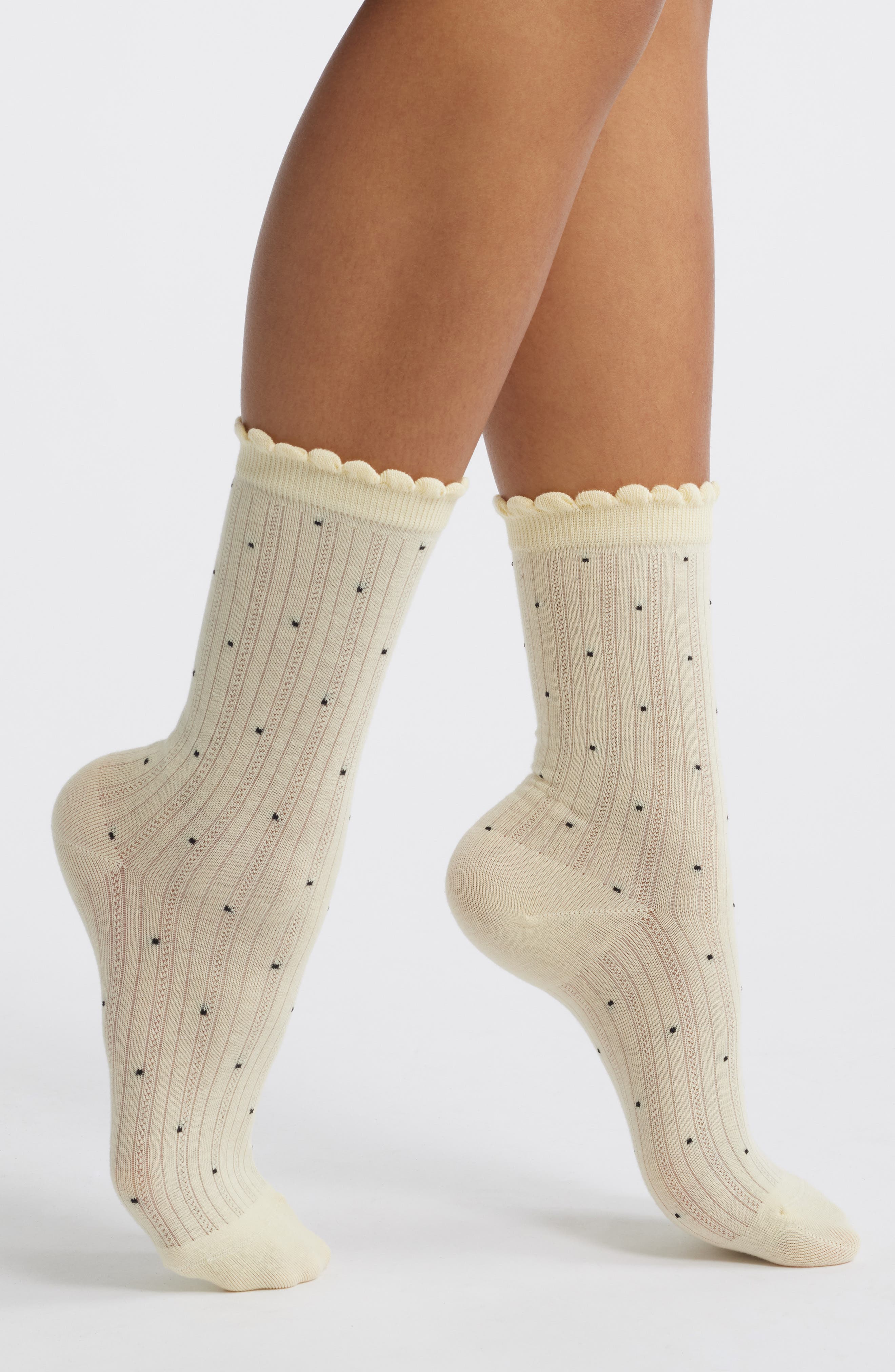 Casa Clara Martinique Cotton Blend Pointelle Crew Socks In Nude
