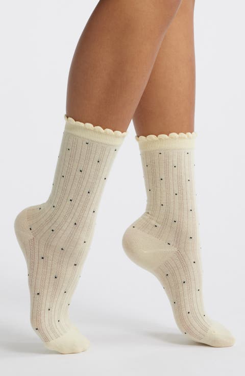 Martinique Cotton Blend Pointelle Crew Socks