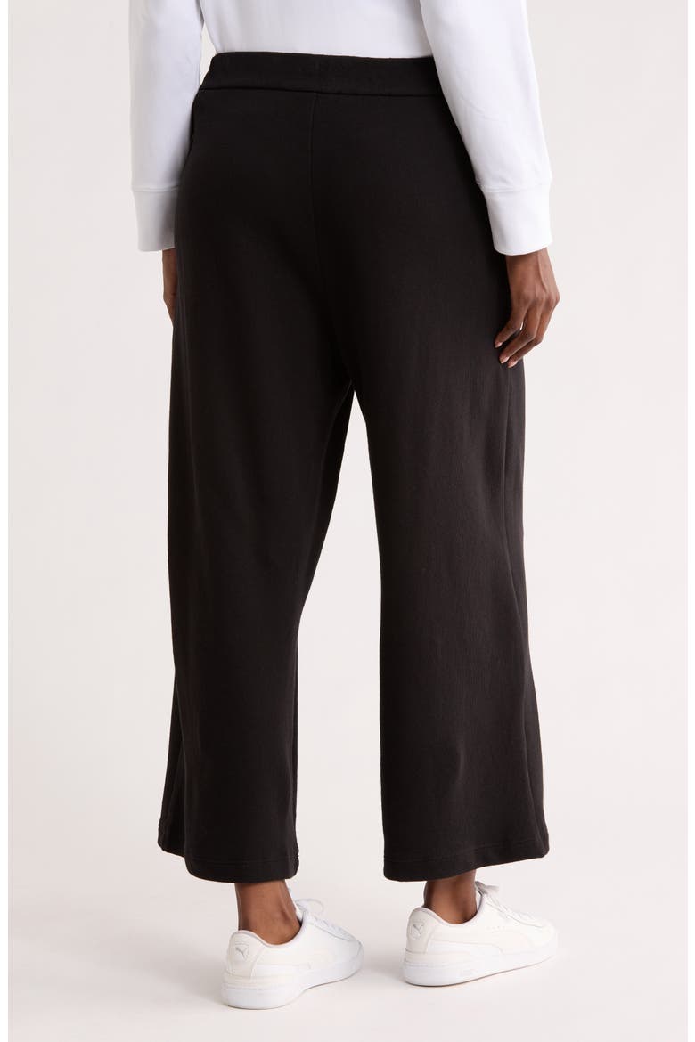 Organic Cotton French Terry Crop Wide Leg Pants, Alternate, color, BLACK
