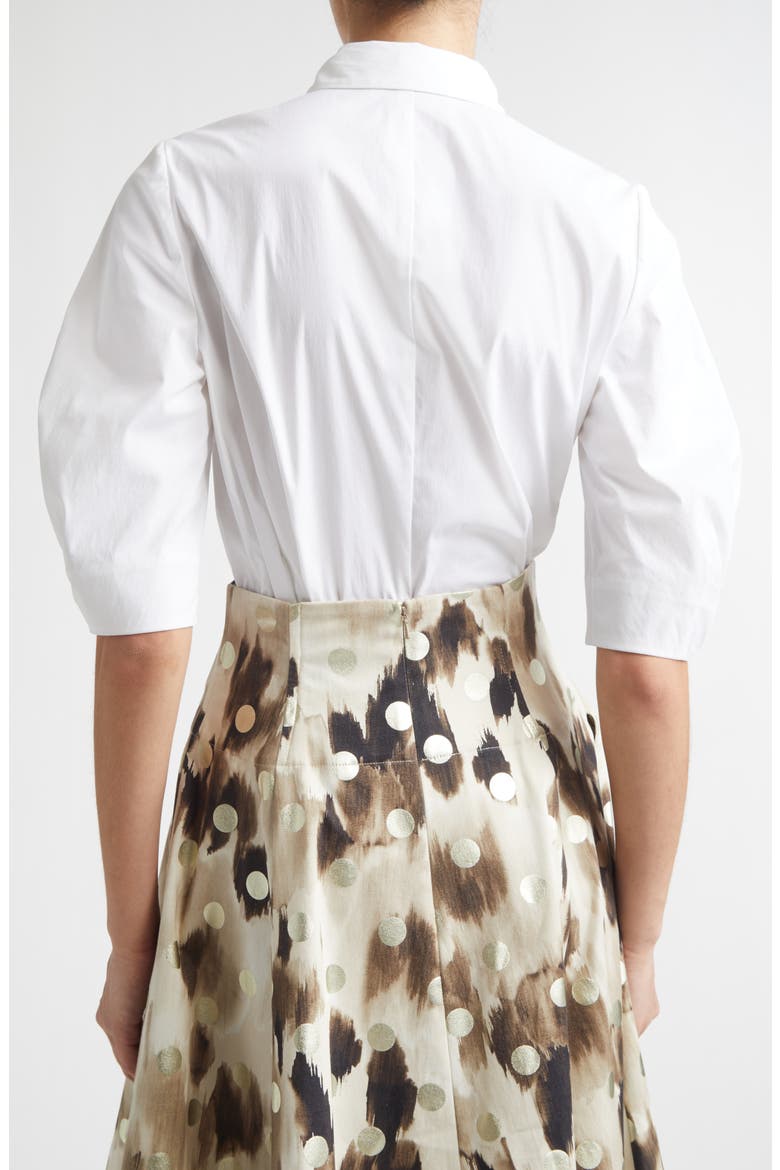 Shirred Puff Sleeve Cotton Blend Shirt, Alternate, color, WHITE