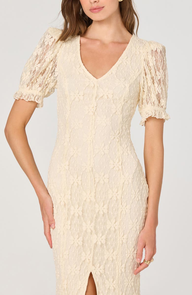ASTR the Label Puff Sleeve Lace Knit Dress, Alternate, color, Cream
