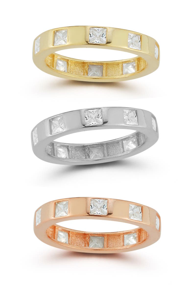 Set of 3 Cubic Zirconia Rings, Main, color, GOLD