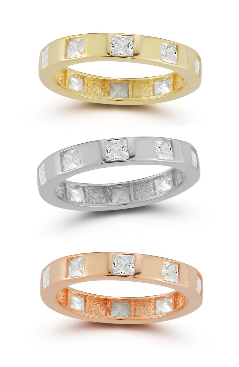 CHLOE AND MADISON Set of 3 Cubic Zirconia Rings, Main, color, Gold