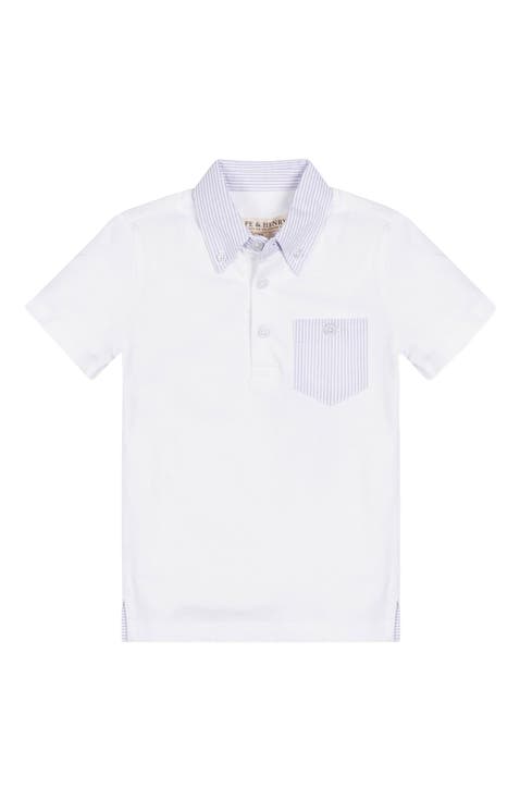 Boys' Organic Jersey Polo with Seersucker, Kids