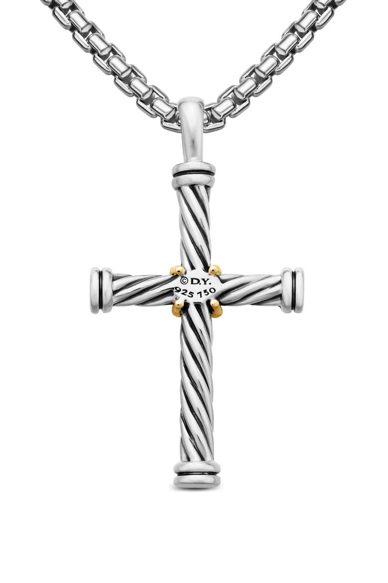 Cable Cross Enhancer with 18K Gold, Alternate, color, SILVER