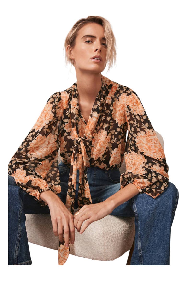 Printed Blouse, Alternate, color, Orange