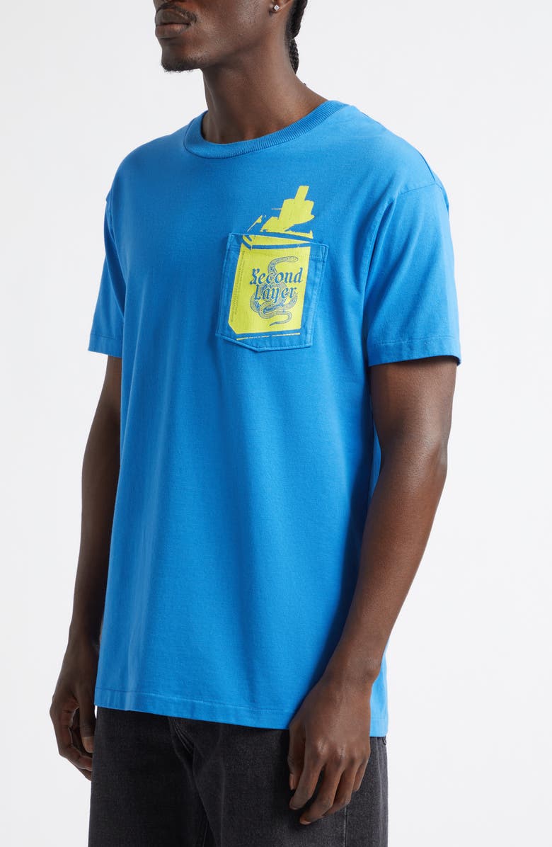 Second Layer Ciggy Pocket Cotton Graphic T-Shirt, Alternate, color, Blue/ Yellow