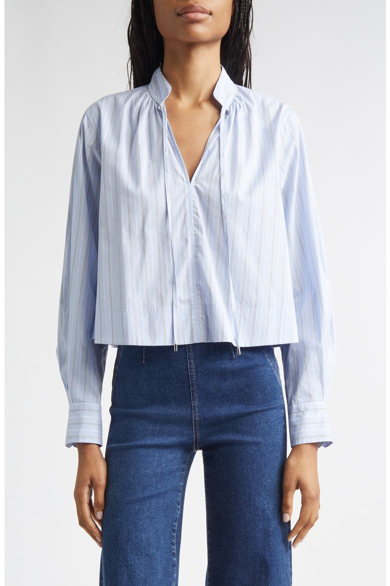 Kaits Stripe Crop Cotton Top, Main, color, ICE BLUE MULTI
