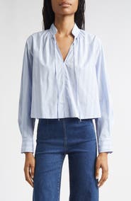 Veronica Beard Kaits Stripe Crop Cotton Top