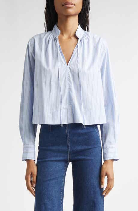 Veronica Beard Kaits Stripe Crop Cotton Top