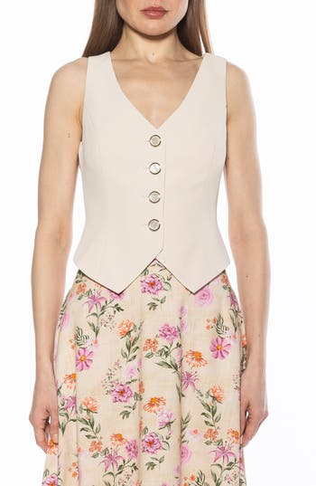 Alexia Admor Liliana Button Front Vest In Ivory