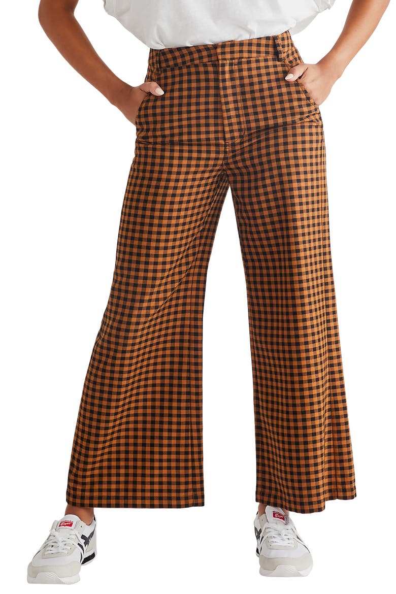 Mott Street Flare Trousers, Main, color, BROWN COMBO
