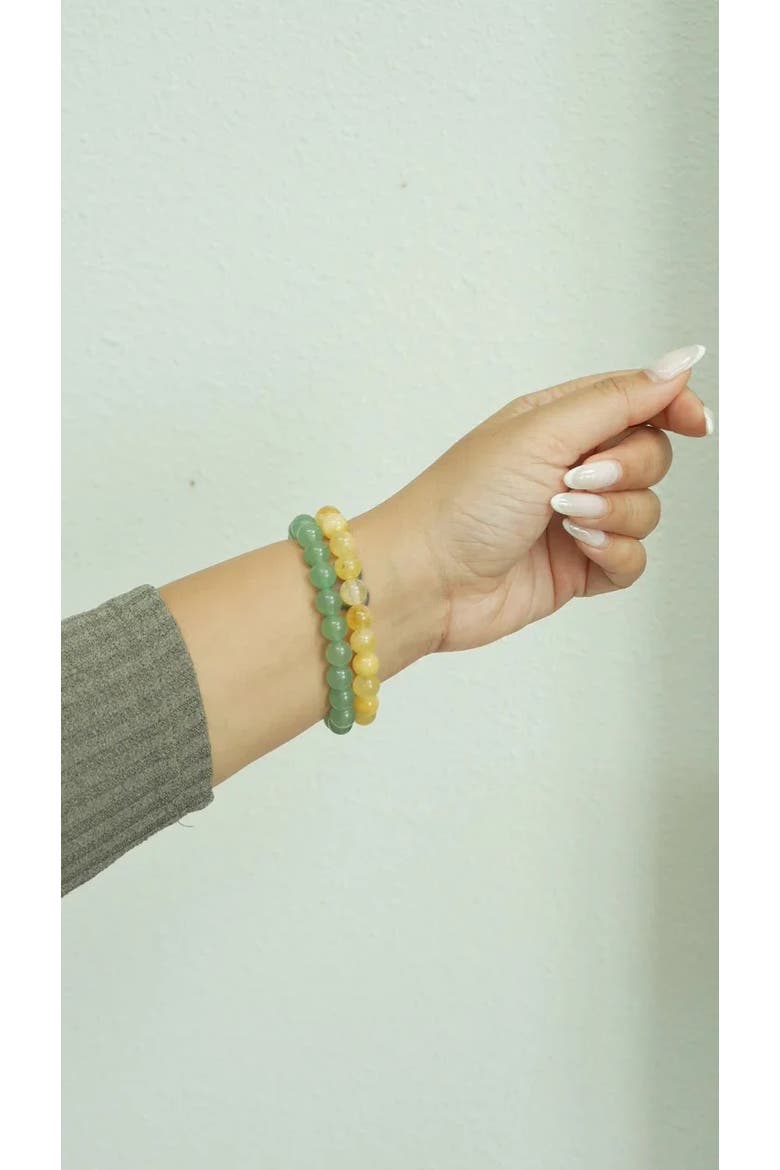 Manifest Luck Jade-Green Aventurine Beaded Bracelet, Alternate, color, Green