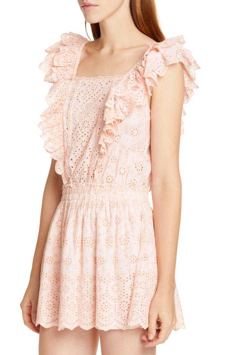 Dora Lace Eyelet Minidress, Alternate, color, PINK PARFAIT
