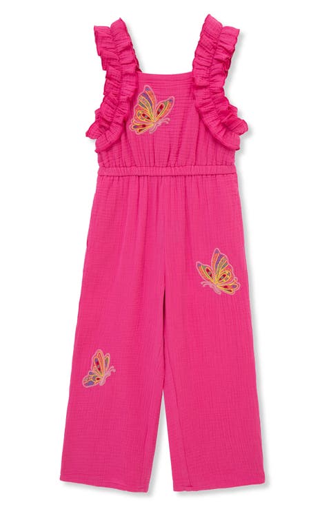 Kids' Butterfly Embroidered Cotton Jumpsuit (Toddler, Little Kid & Big Kid)