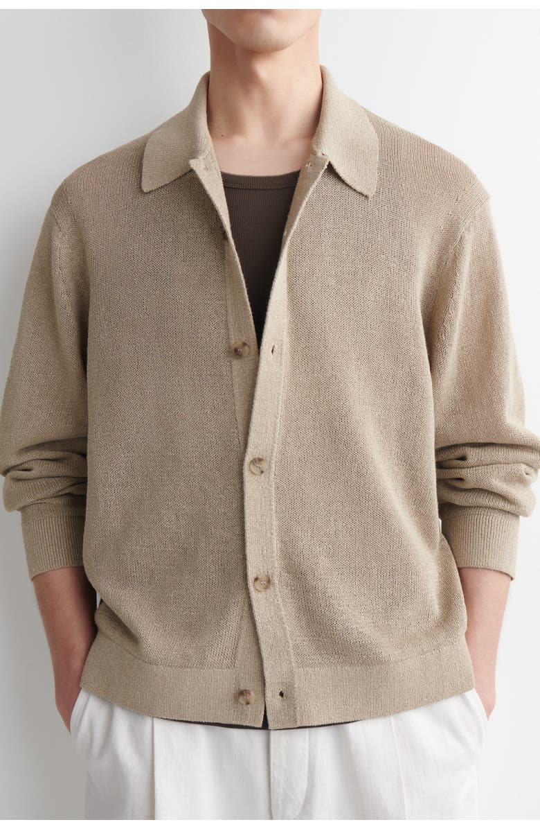 COS Knitted Cotton-paper Cardigan, Alternate, color, Beige