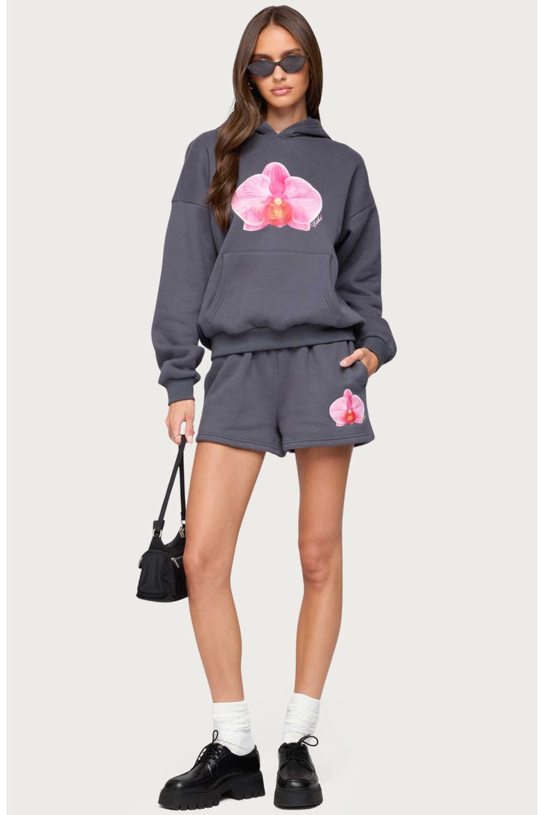 Orchid Babe Fleece Sweatshorts, Alternate, color, DARK-GRAY