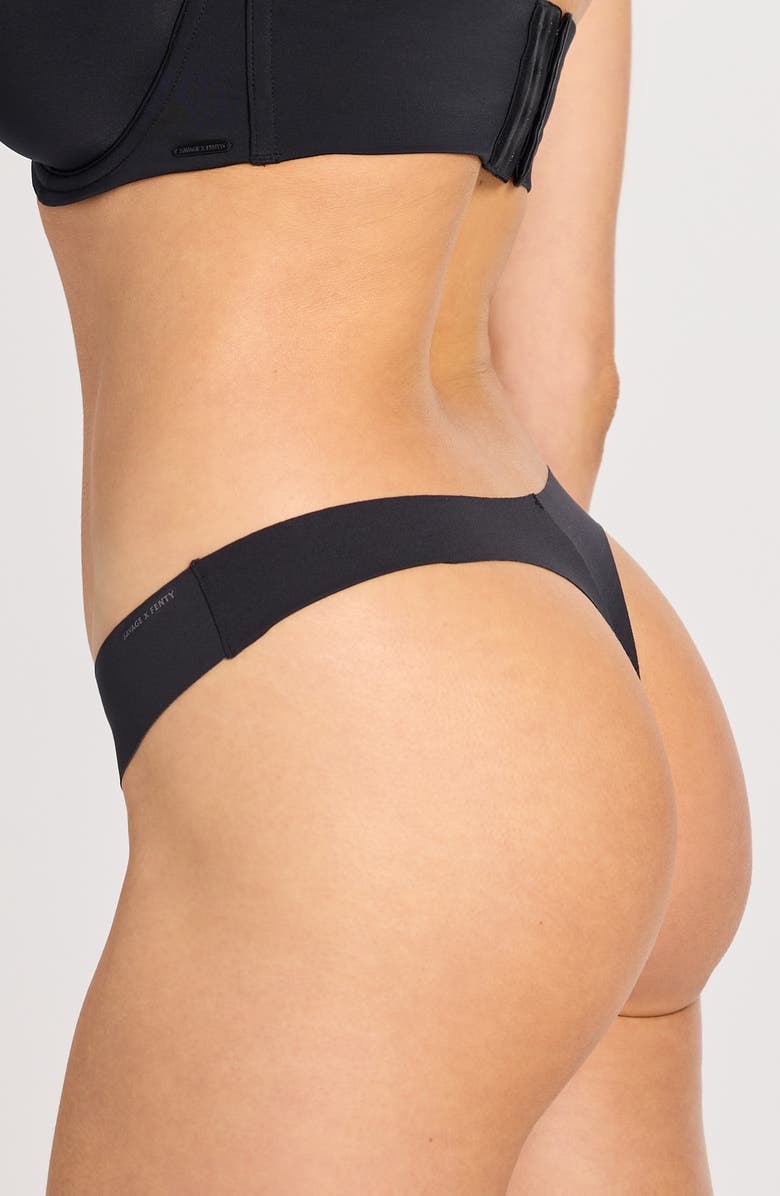 SAVAGE X FENTY Microfiber No-Show Thong, Alternate, color, Black Caviar