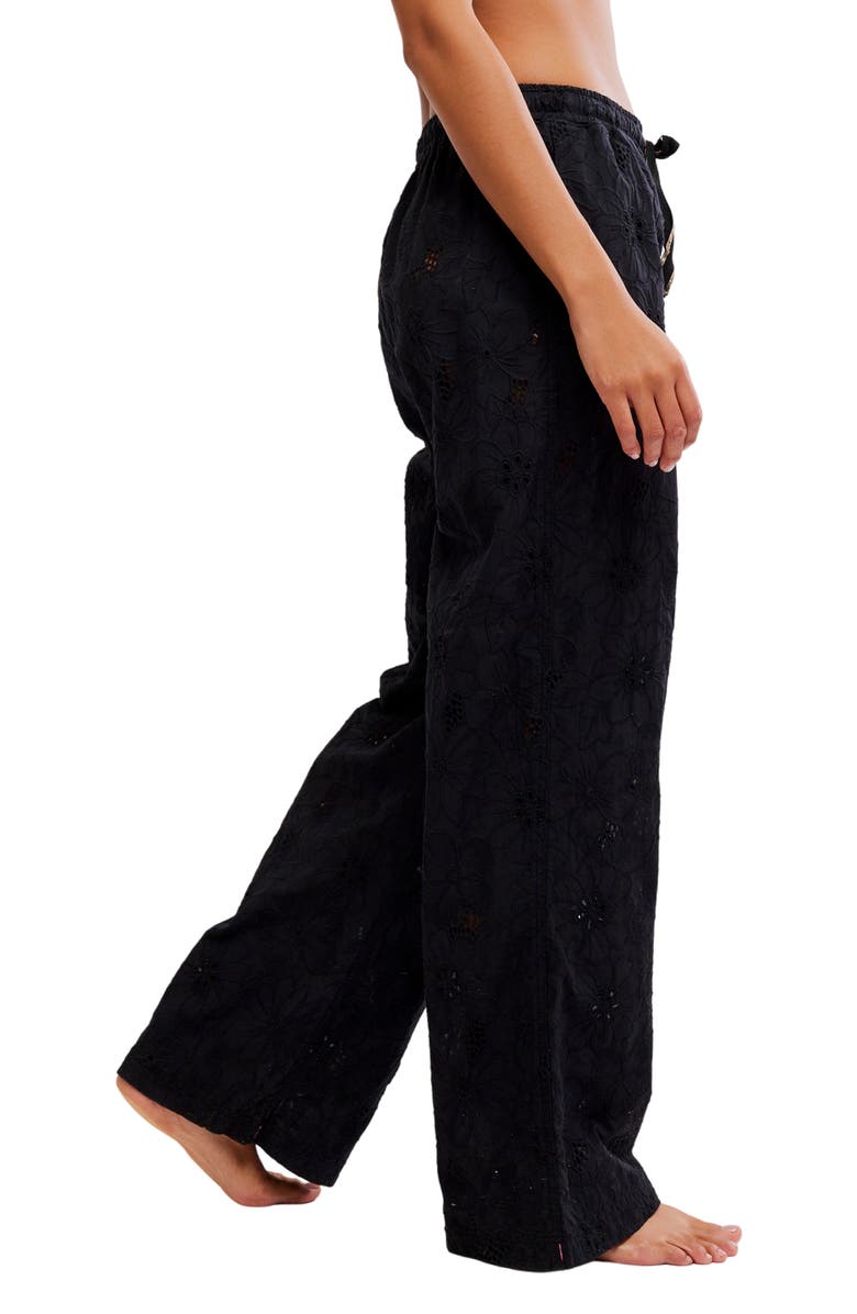 Free People Day Drift Eyelet Pajama Pants, Alternate, color, Black