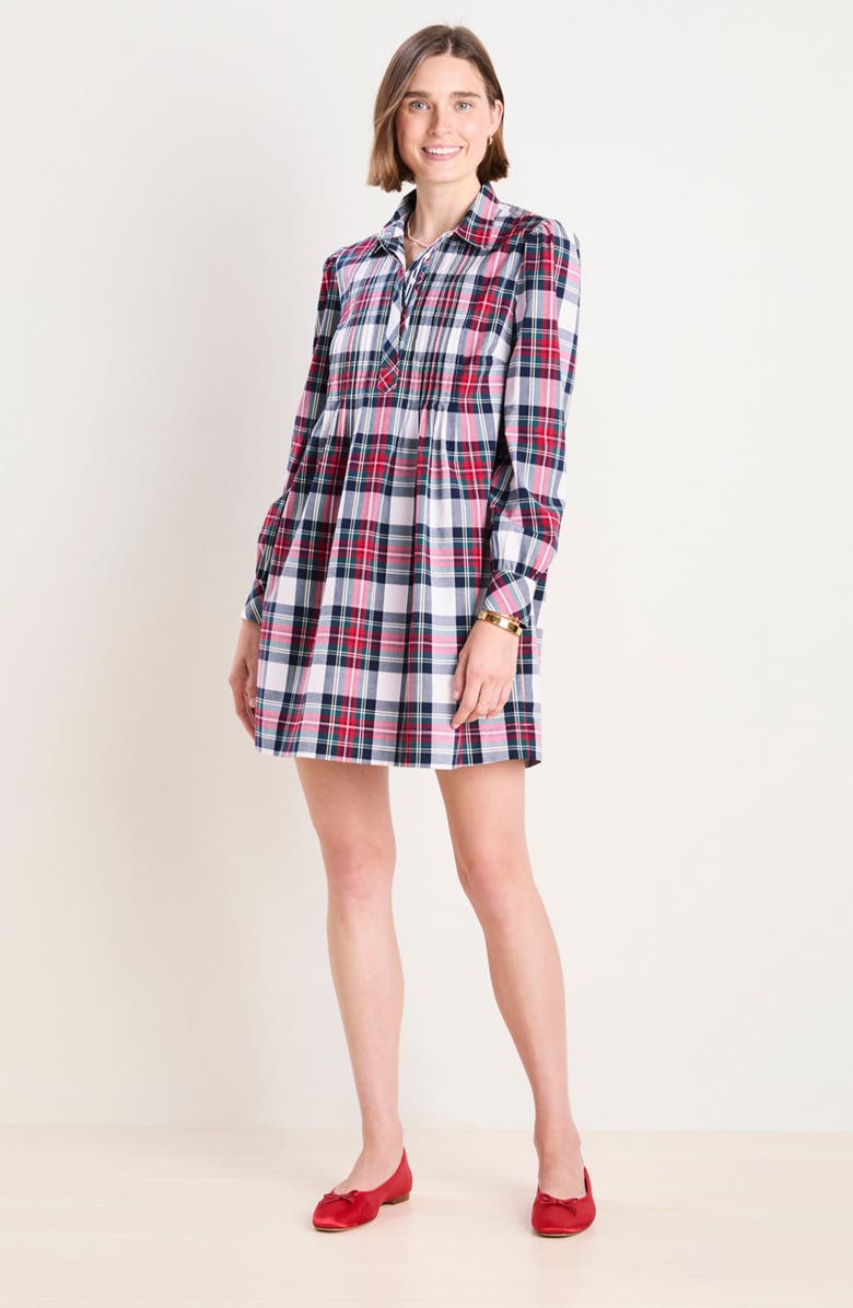 vineyard vines Plaid Long Sleeve Stretch Cotton Popover Dress, Alternate, color,