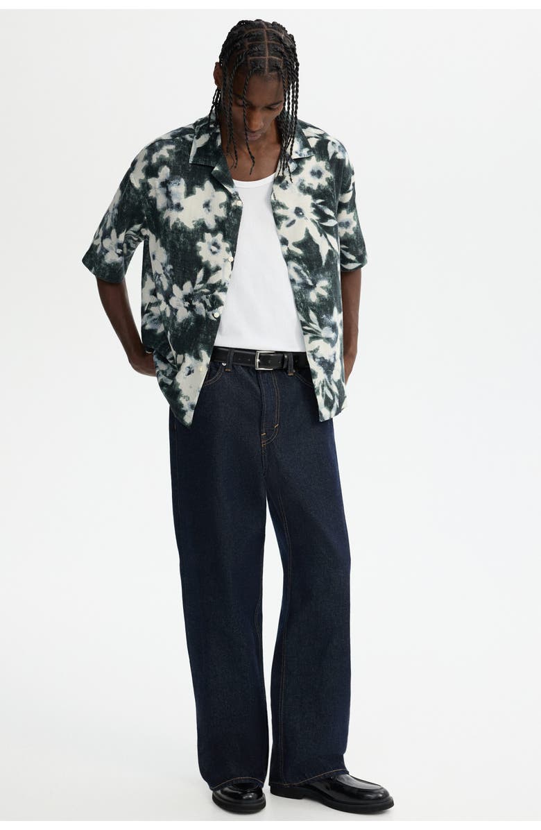 H&M Relaxed Fit Resort Shirt, Alternate, color, Black/Floral