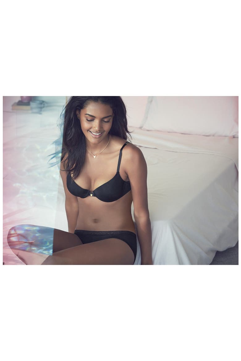 'Pure Luxe' Push-Up Bra, Alternate, color, BLACK