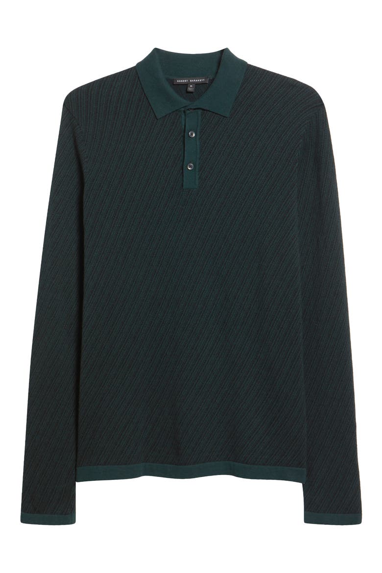 Borja Cotton & Cashmere Long Sleeve Polo, Alternate, color, DEEP GREEN