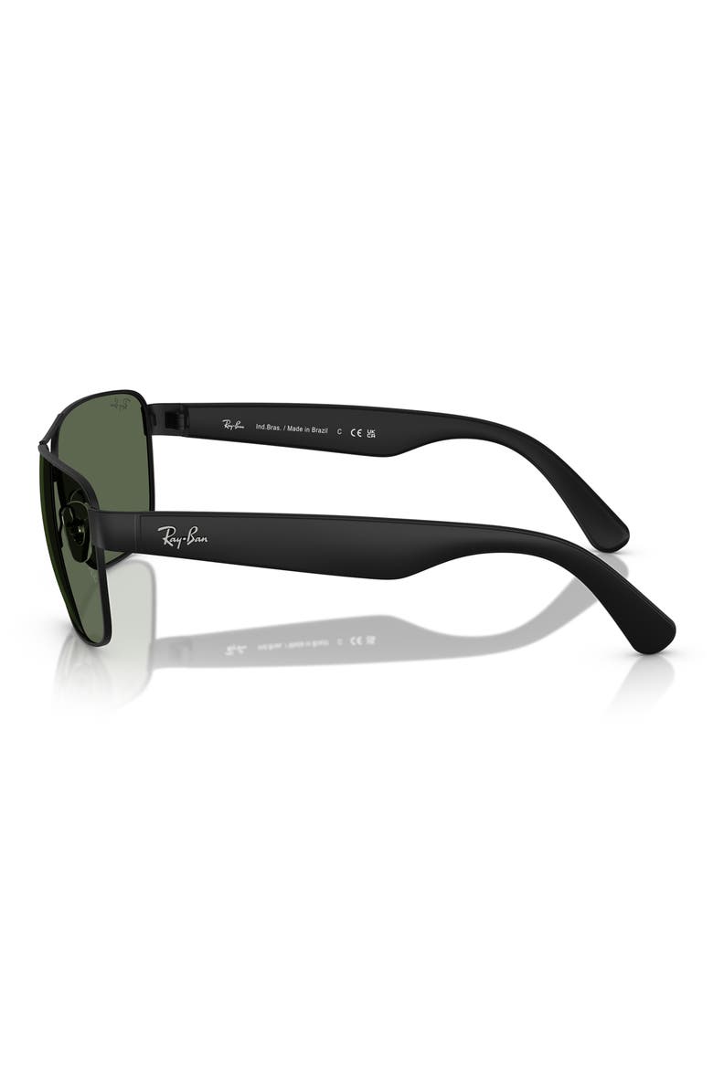 RB3745L 63mm Rectangular Sunglasses, Alternate, color, MATTE BLACK / DARK GREEN