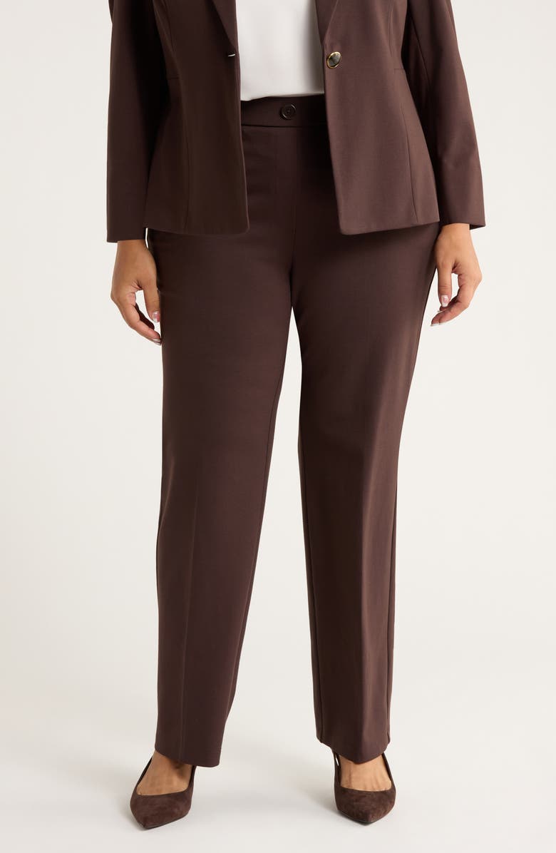 KASPER Pull-On Trouser Pants, Main, color, Rich Chocolate