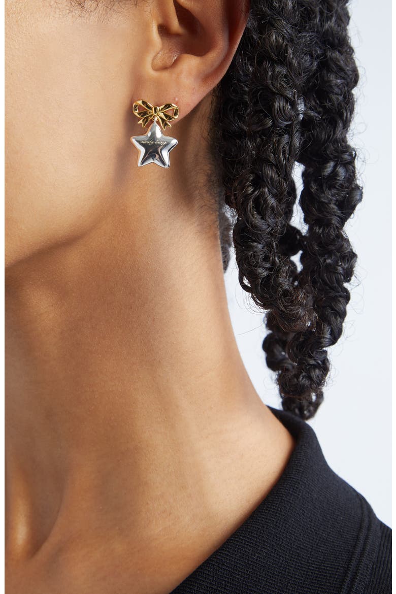 Boshi Bow & Star Drop Earrings, Alternate, color, GOLD