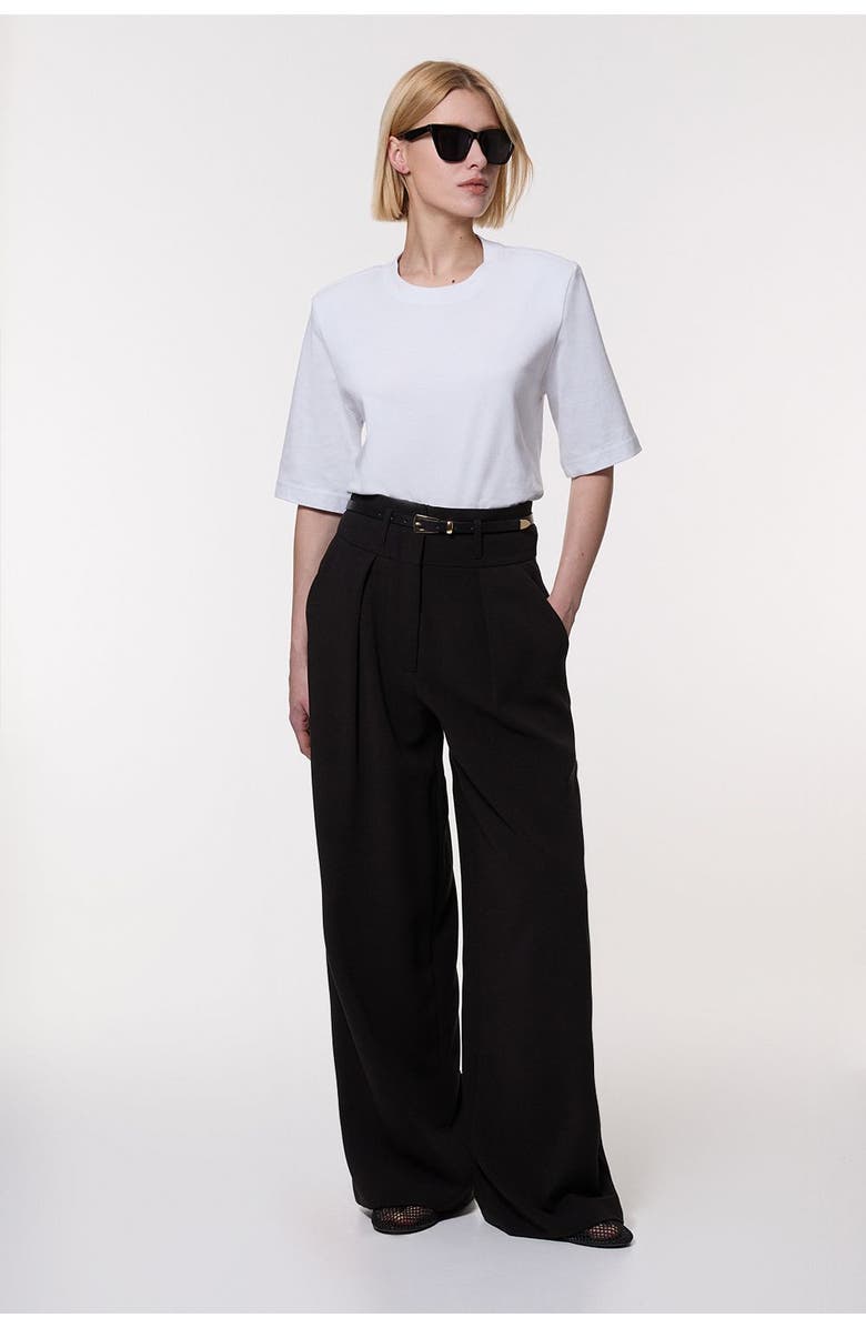Karen Millen Petite Tailored Wide Leg Trouser, Alternate, color, Black