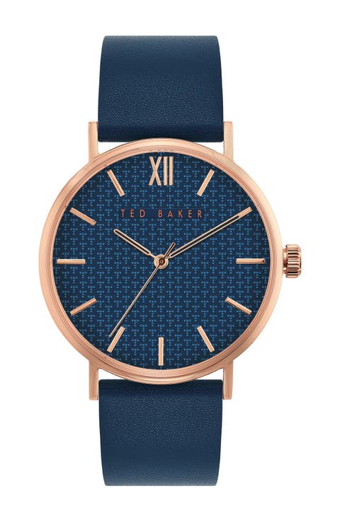 Men's Phlipa Gents Leather Strap Watch, 43mm