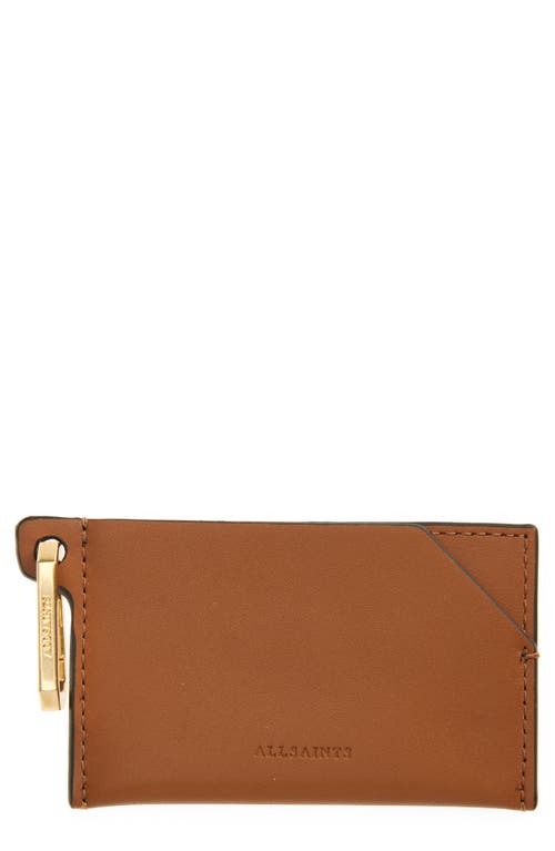 AllSaints Hex Leather Cardholder in Sepia Brown 