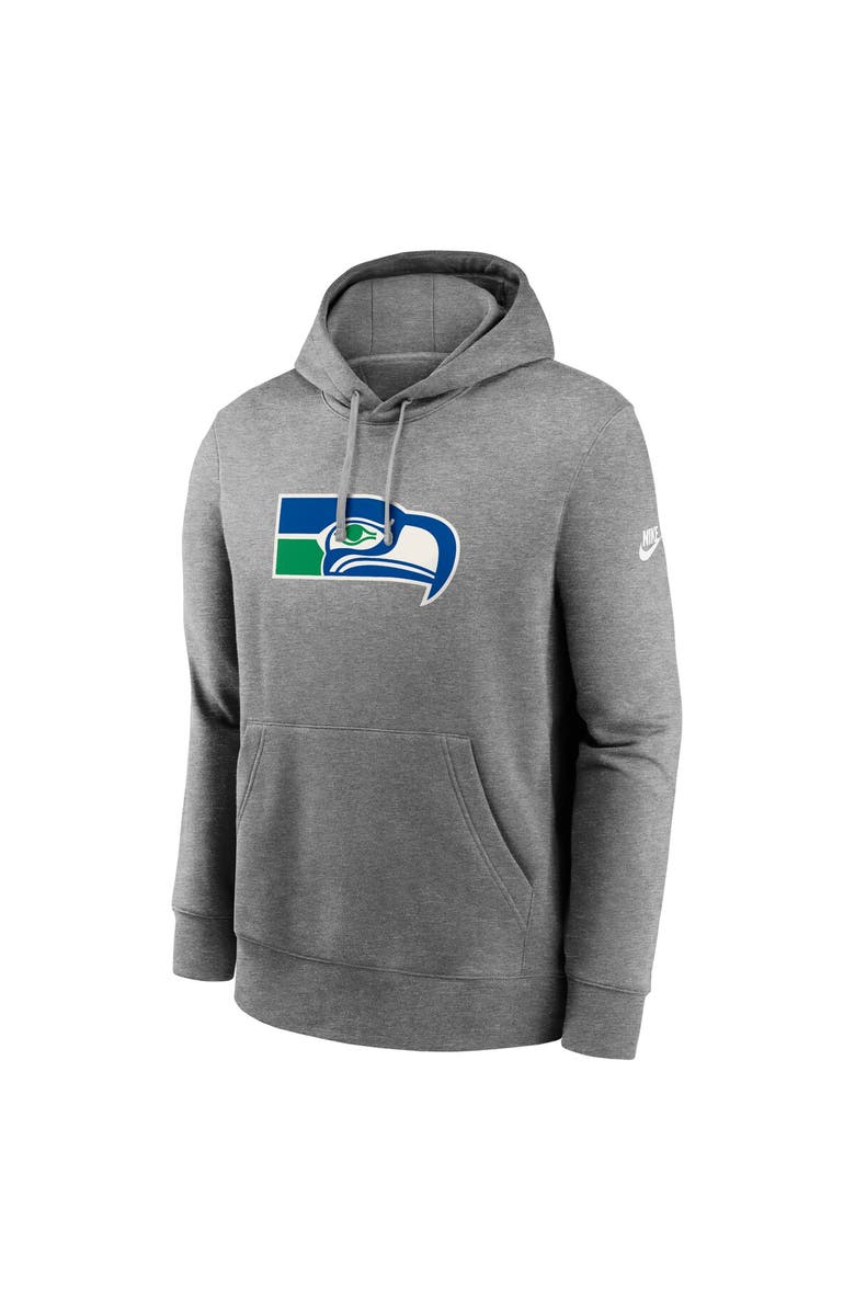 Nike Men's Nike Heather Gray Seattle Seahawks Rewind Club Logo Pullover Hoodie, Alternate, color, 