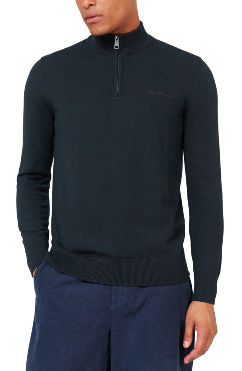 Ben Sherman Regular Fit Half Zip Merino Wool Blend Sweater, Main, color, 
