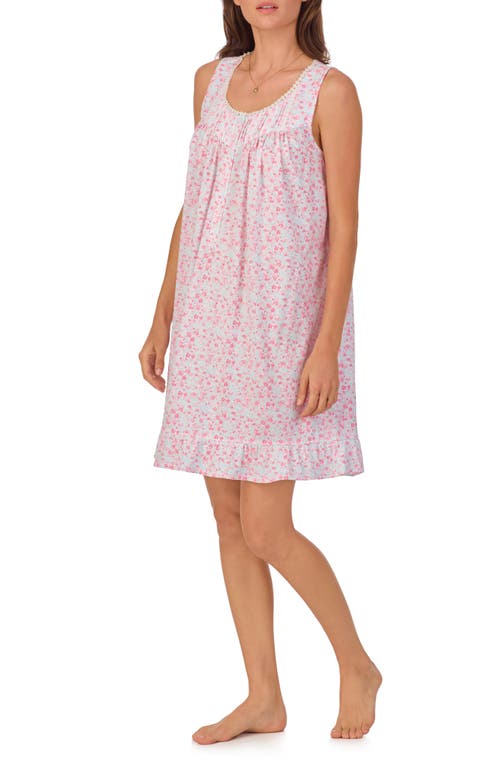 Eileen West Sleeveless Jersey Short Chemise In Aqua Pink