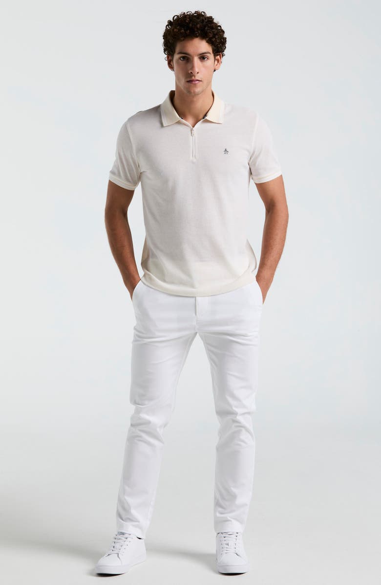 Original Penguin Cotton Blend Jacquard Zip Polo, Alternate, color, Birch