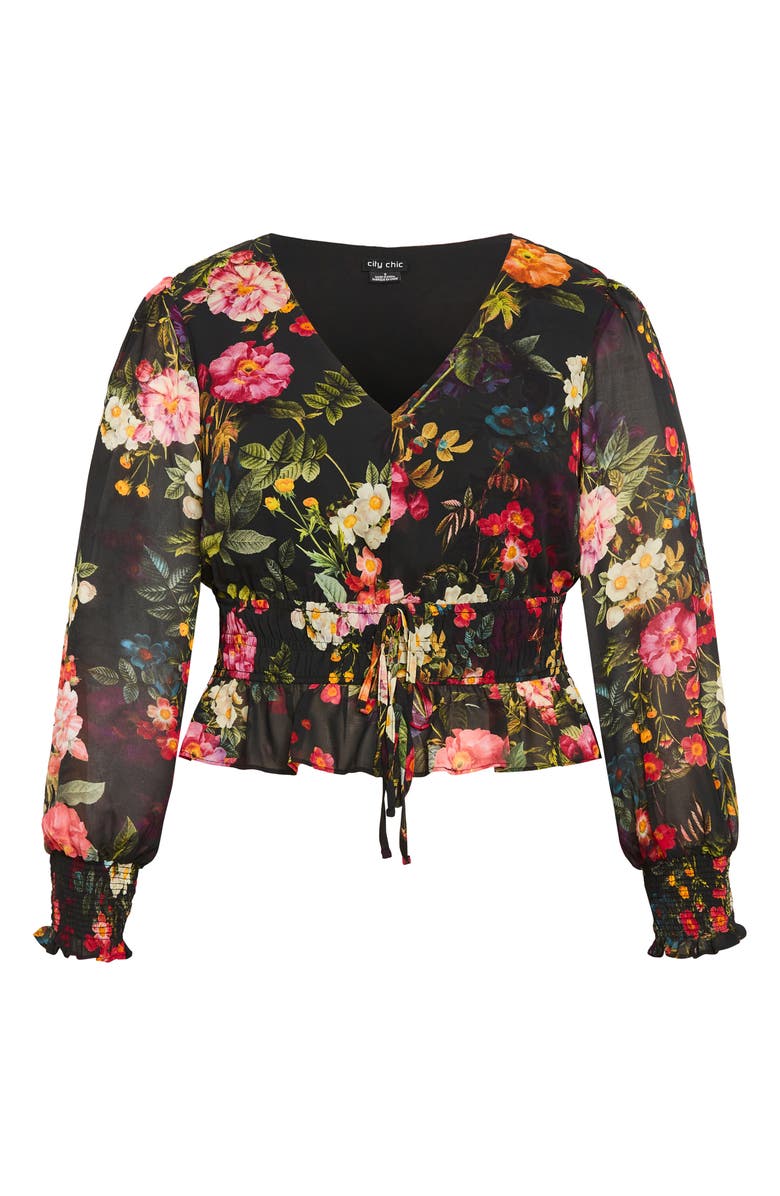 City Chic Bridgette Floral Tie Waist Top, Alternate, color,