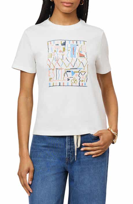 Scotch & Soda Geometric Embroidered Cotton T-Shirt