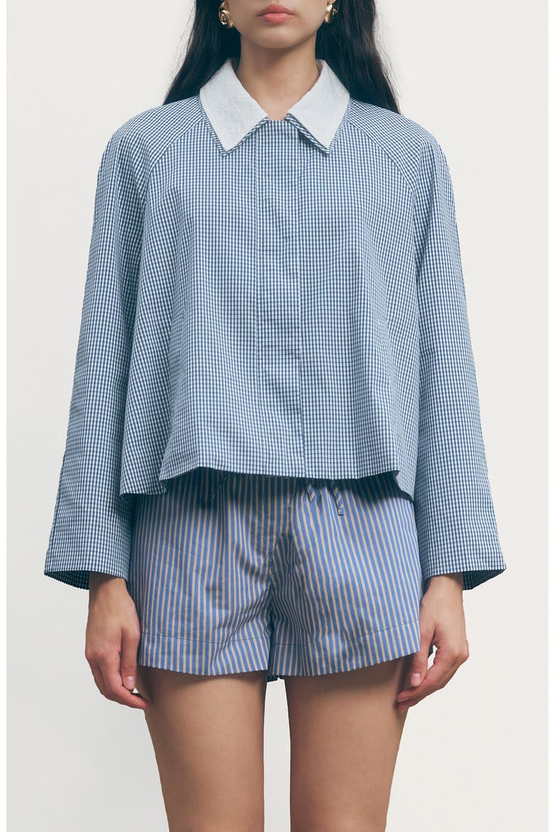 Milton Cotton Gingham Jacket, Main, color, NAVY PLAID