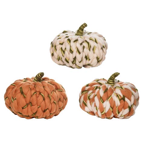 Medium Wooly Fall Pumpkins Assortment of 3