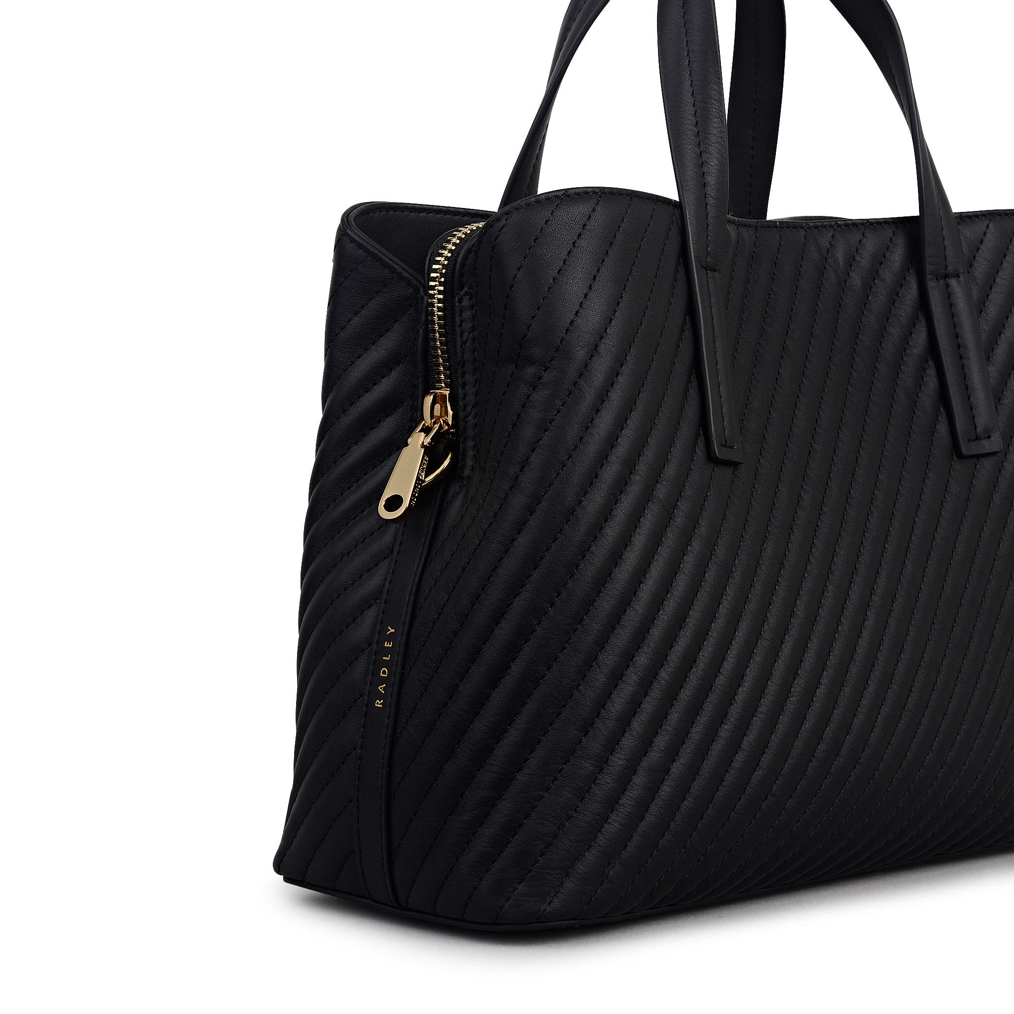 Radley Dukes Place - Diagonal Quilt Medium Ziptop Satchel Bag, Alternate, color, Black