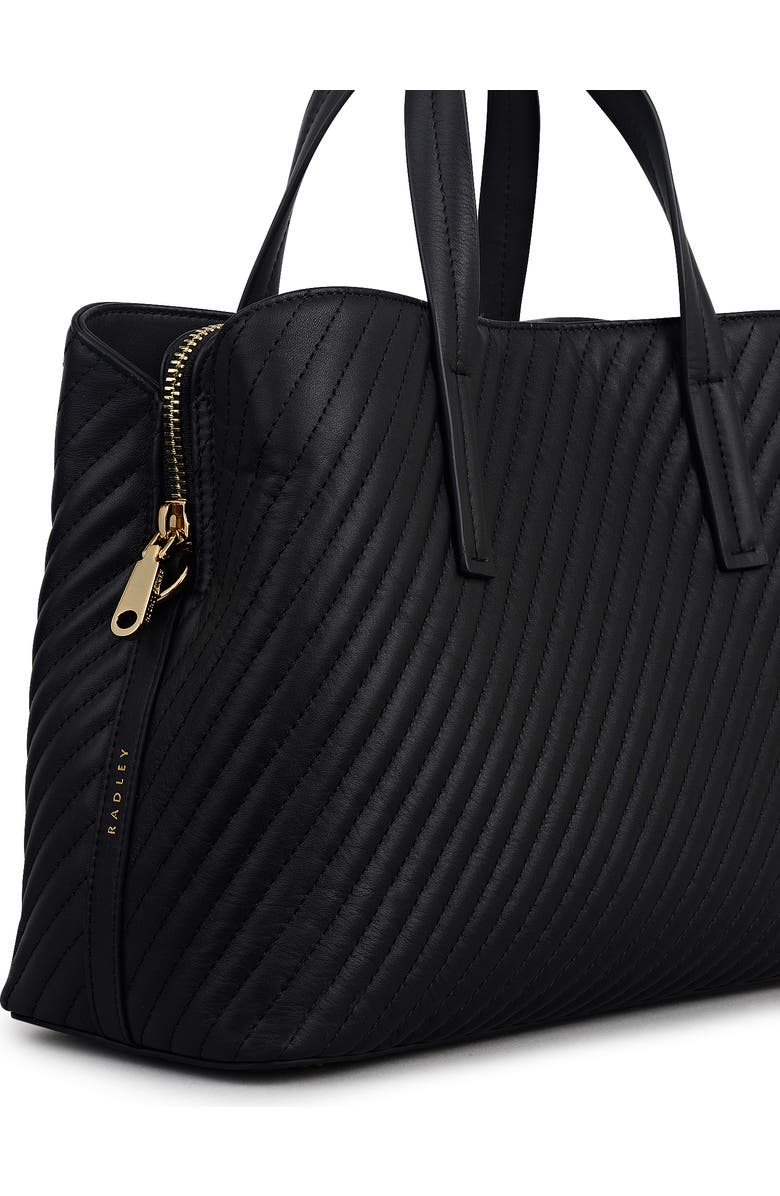 Radley Dukes Place - Diagonal Quilt Medium Ziptop Satchel Bag, Alternate, color, Black