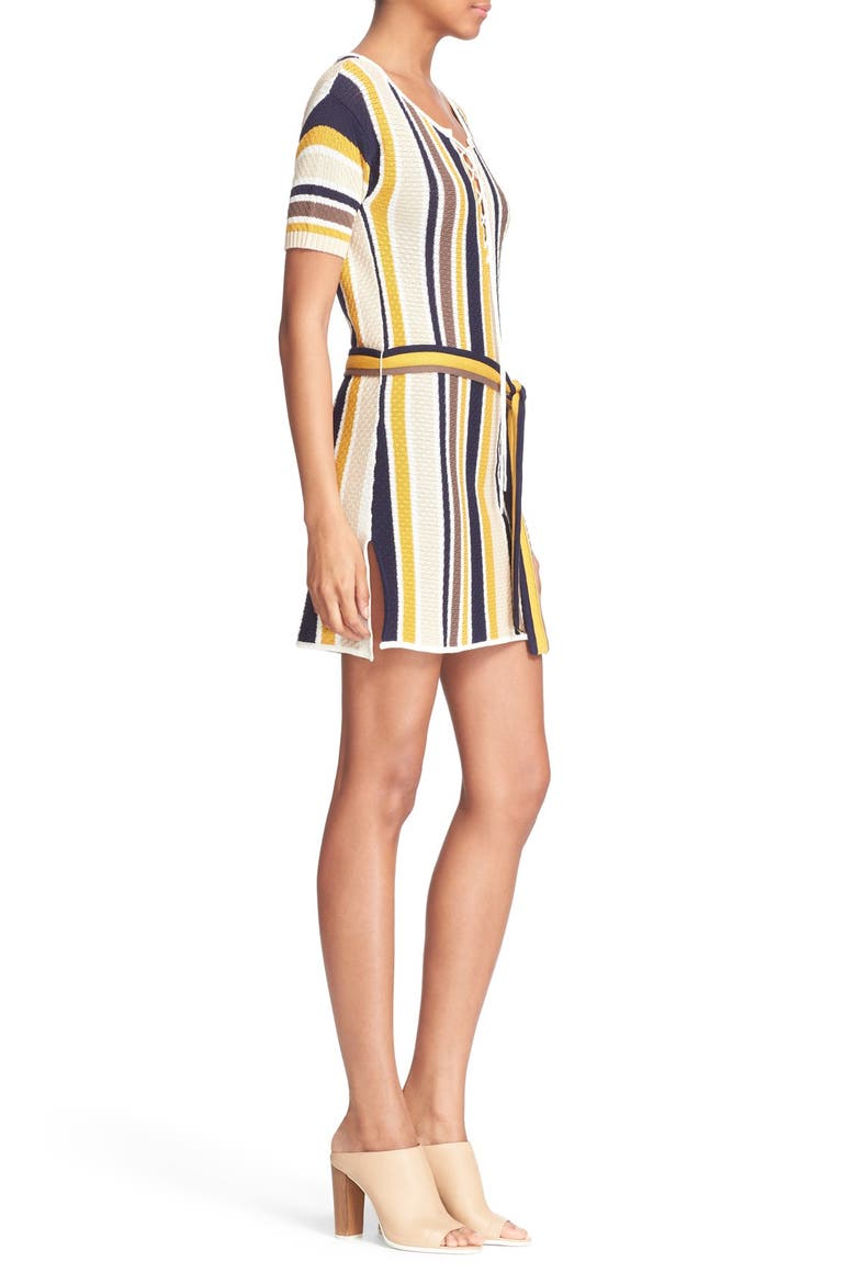 'Le Lace Up' Stripe Shirt Dress, Alternate, color, MULTISTRIPE