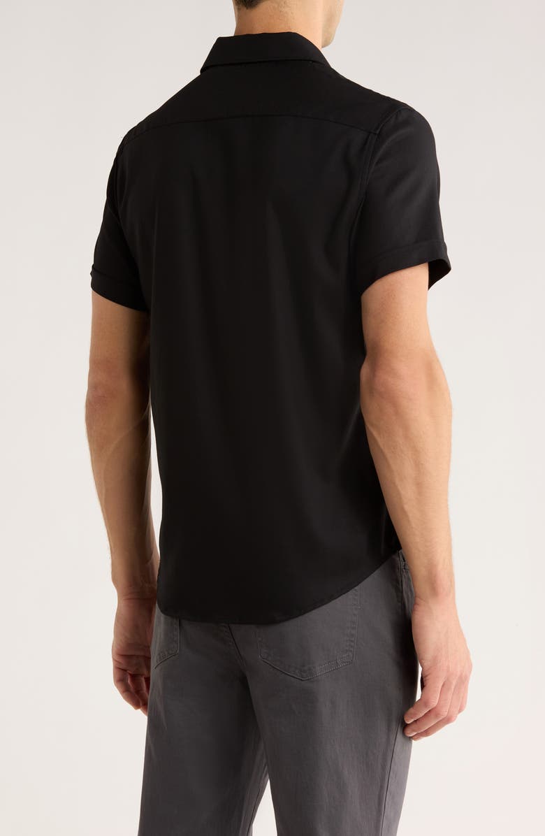 DENIM AND FLOWER Short Sleeve Button-Up Shirt, Alternate, color, Black