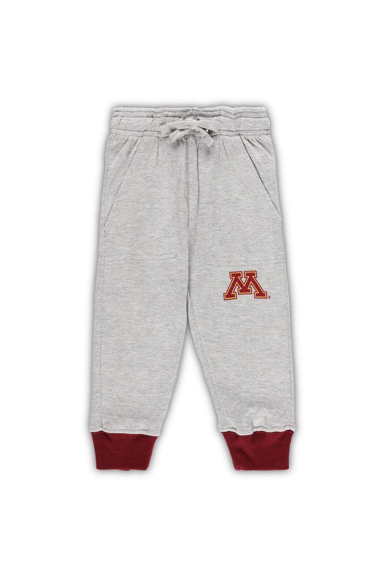 Infant Wes & Willy Heather Gray Minnesota Golden Gophers Jie Jie Long Sleeve Bodysuit & Pants Set, Alternate, color, Heather Gray